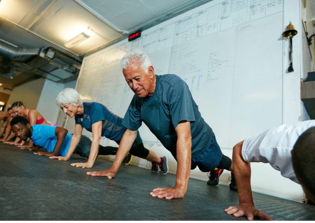 man doing a push up