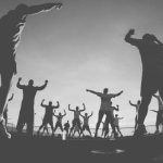 black & white group workout image
