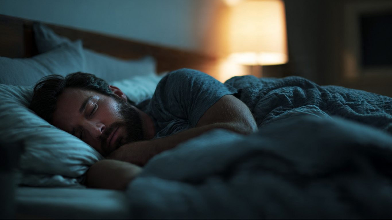 man sleeping in a bed