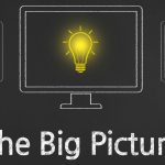 chalk board with 'the big picture' written on it.